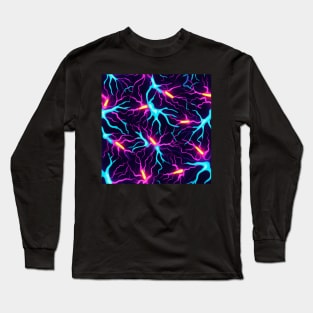 Neon Synapse: Electric Neural Network Inspired Digital Art Long Sleeve T-Shirt